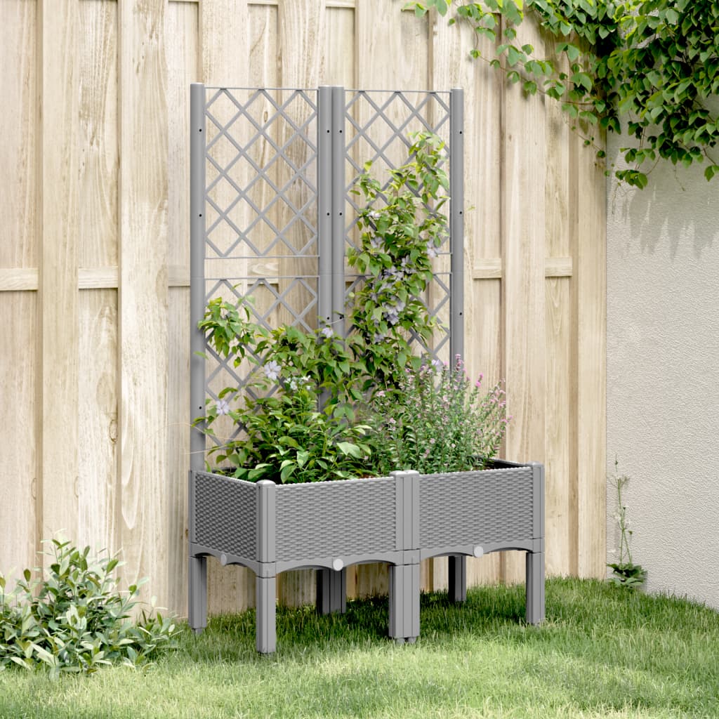 Jardinière Avec Treillis Blanc 80x40x121,5 Cm - En PP, Pour Plantes Grimpantes, Extérieur