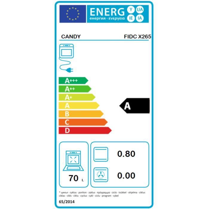 Four catalyse encastrable - convection naturelle CANDY FIDC X265 - Noir - 70L - 60 cm - Classe A - 8