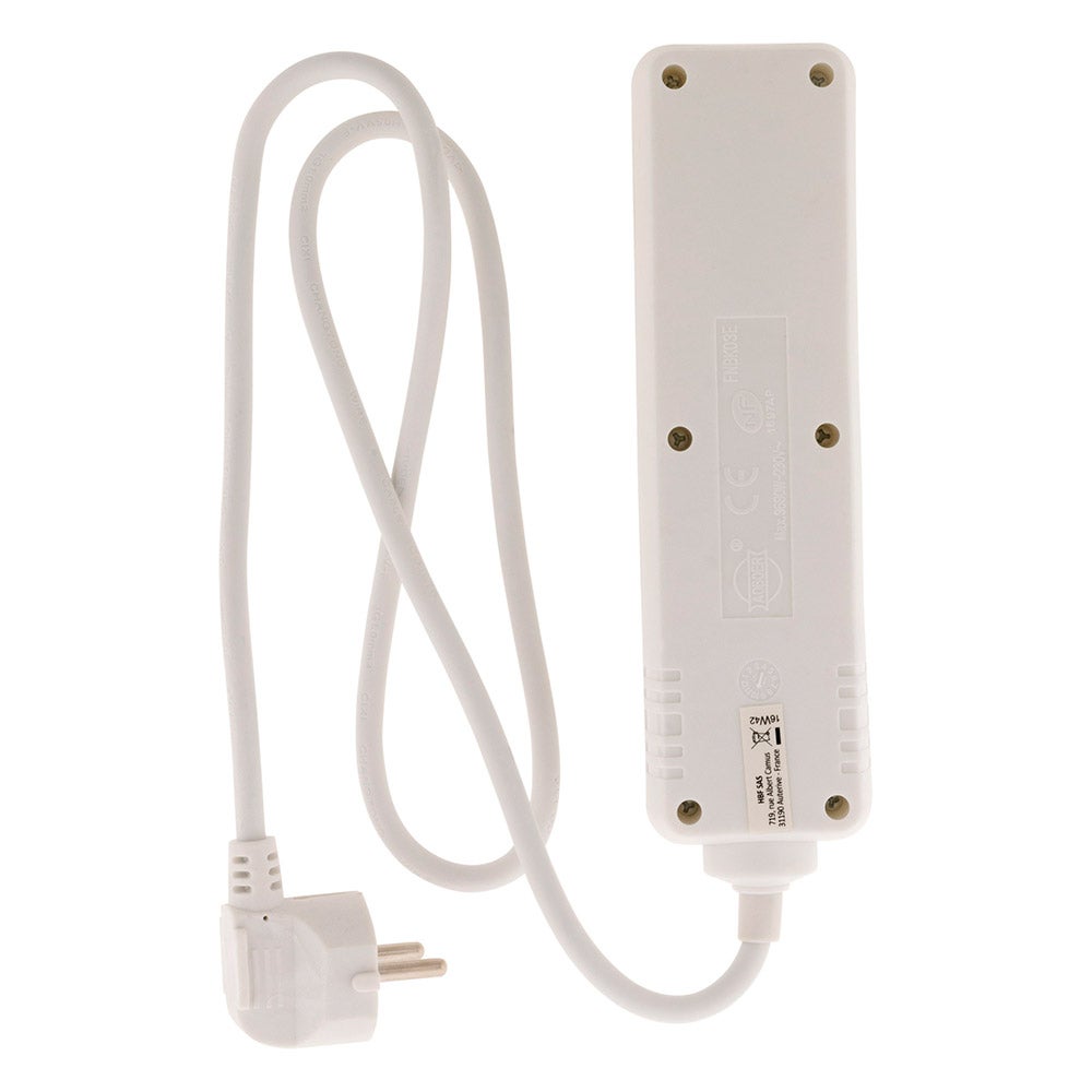Bloc multiprise 3 prises 16A 2P+T interrupteur - blanc - Zenitech - 5