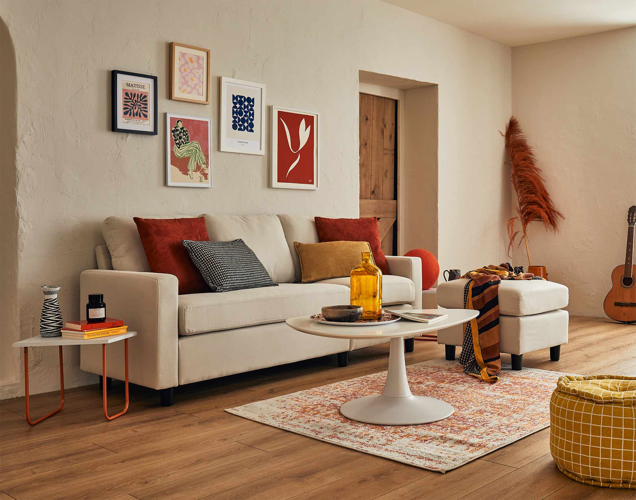 Canapé d'angle réversible 4 places en tissu beige - VIANON - Best Mobilier - 2