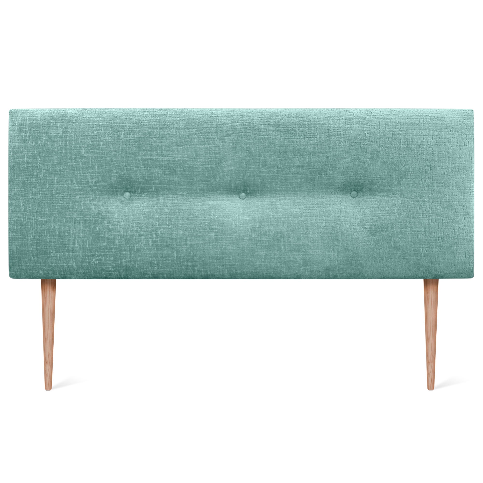 DHOME Testiera in lana ecologica premium finitura semplice con bottoni e gambe testiera imbottita per letto camera imbottita (Verde Acqua, 150 cm) - 3