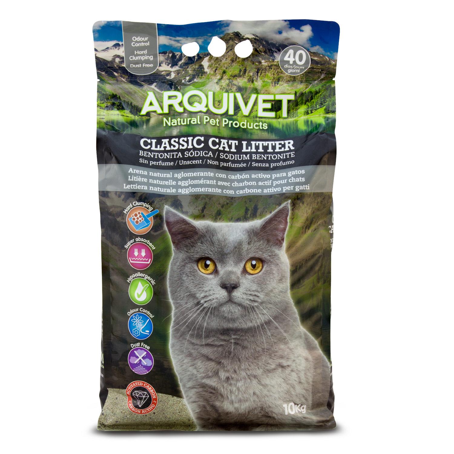 Classic cat litter 10 kg arena aglomerante bentonita con carbón activo arquivet