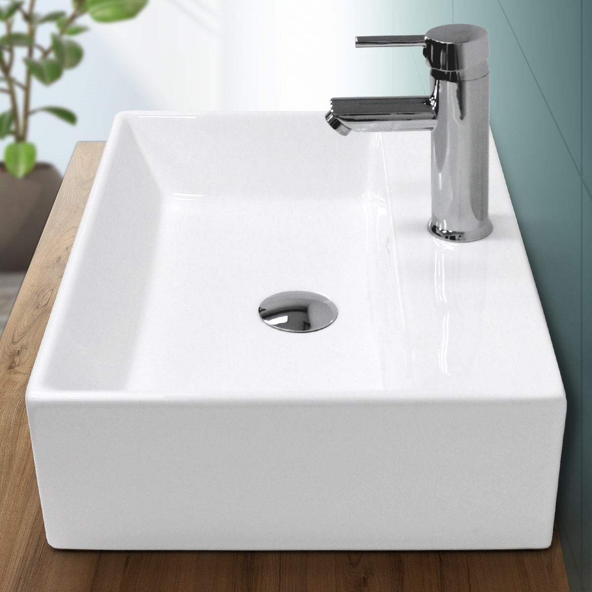 ECD Germany umywalka umywalka 515x360x130 mm biala ceramiczna wraz z zestawem odplywowym do umywalki z przelewem umywalka nablatowa umywalka nablatowa