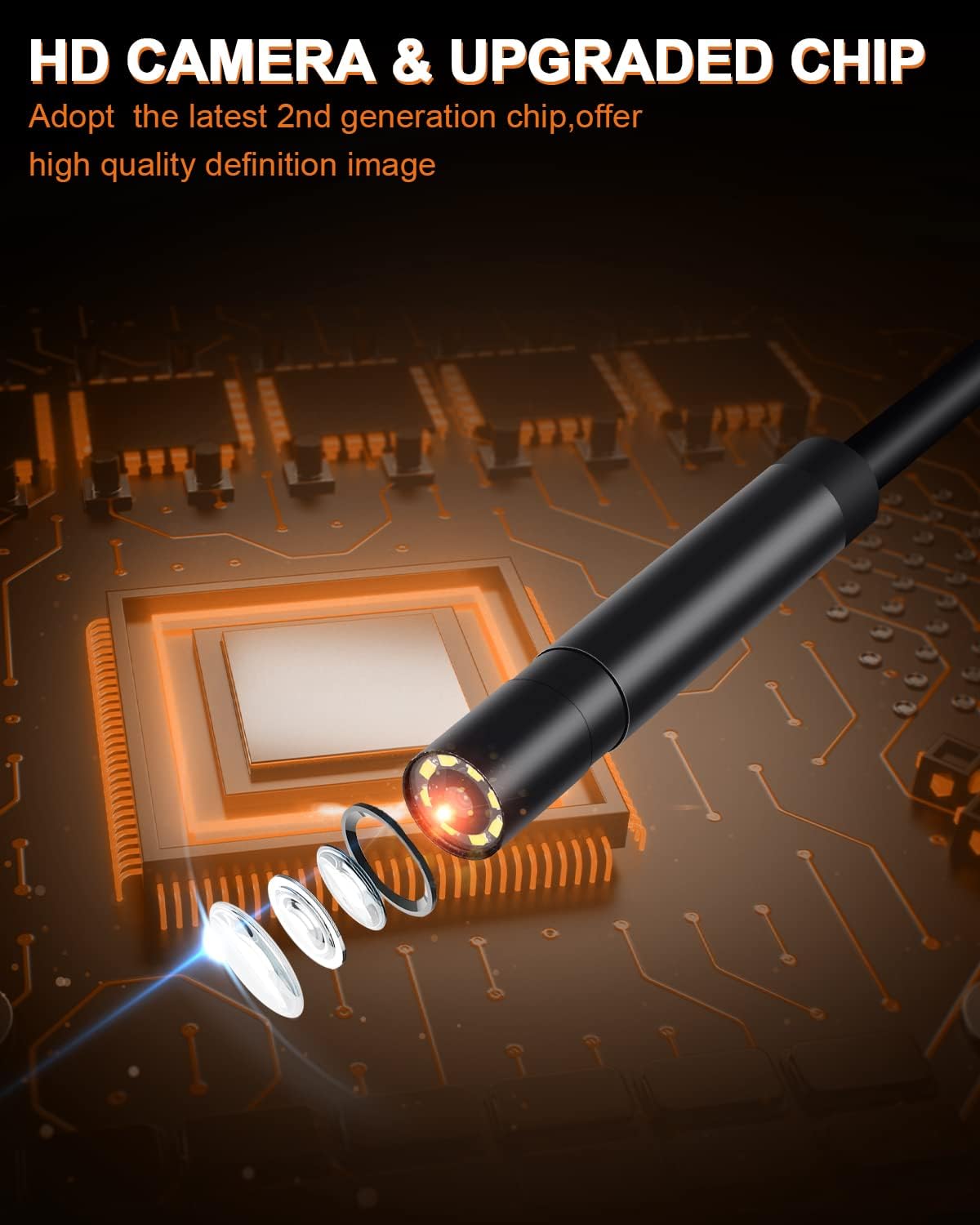 Endoscopio Industriale Ulisem 1080P Digitale IP68 Impermeabile Telecamera A Serpente Con Ripresa Video Elettronica Telecamera Di Ispezione Portatile Con 28 Ips Sn Con Luce Led Per Tubi 89083321