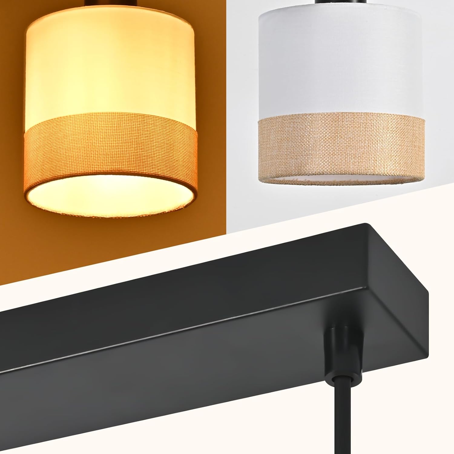 ZMH Lampa wisząca w stylu vintage w kolorze białym, 4 żarówki, gniazdo E27, regulowana wysokość, żarówka nie jest dołączona - 3