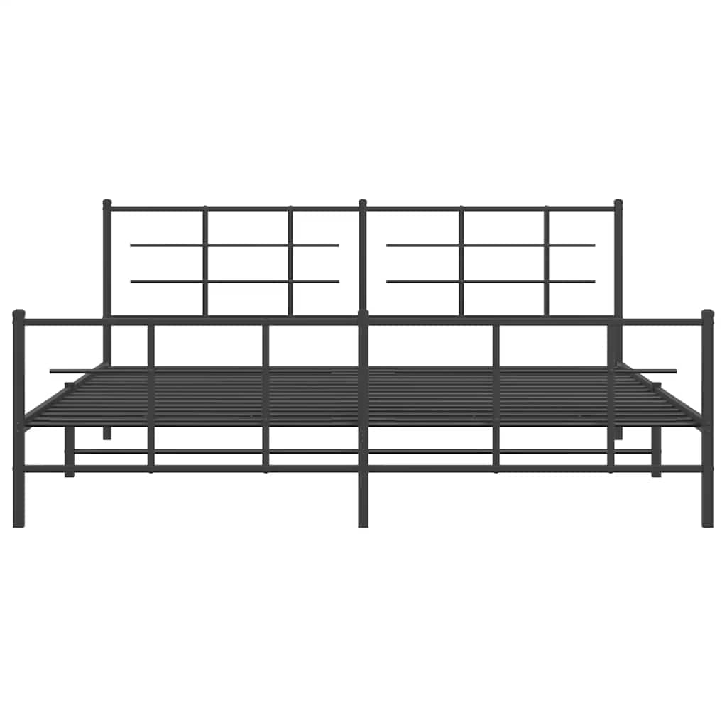 Estructura de cama sin colchón con estribo, de metal negro, para dormitorio, 193 × 203 cm - 5
