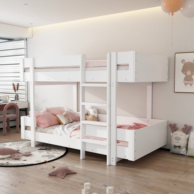 Letto A Castello Per Bambini 90x200 Cm In Legno Massiccio - Con Scala, Letto Estraibile E Rete A Doghe - copertina