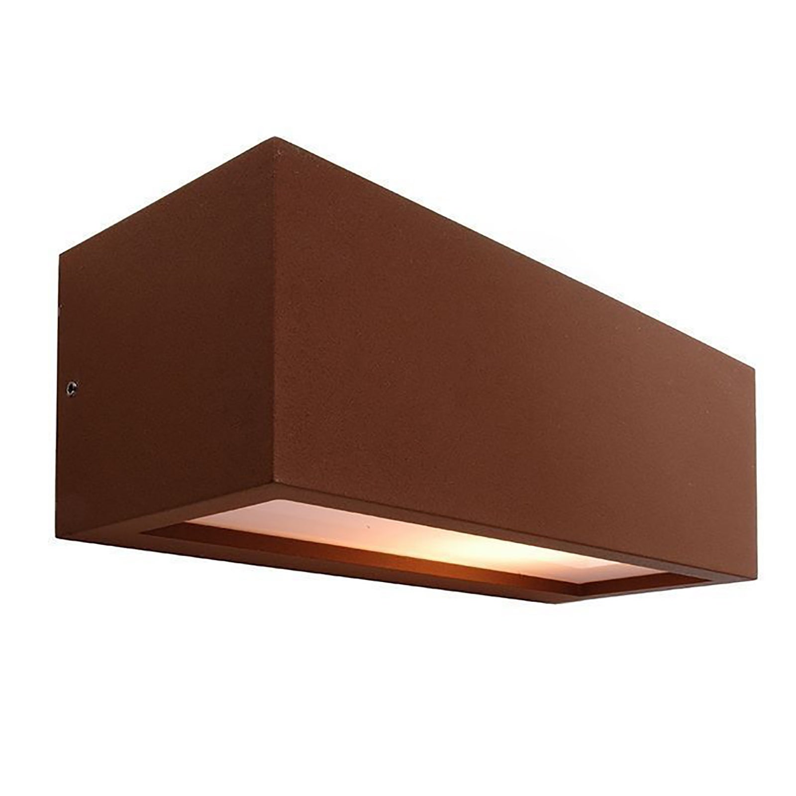 RILONGO Prostokątny kinkiet LED E27 podwójna emisja kolor corten wejście balkon taras 230V IP65 CORTEN