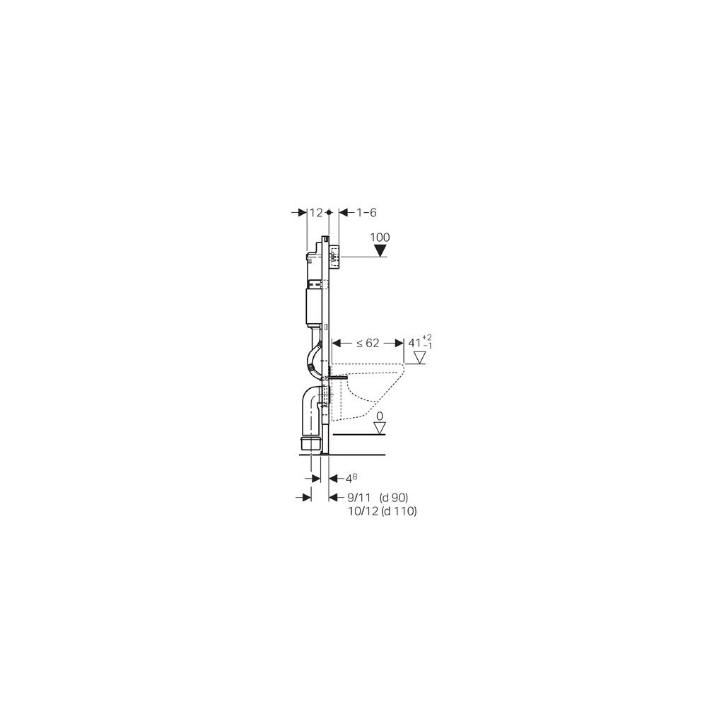 Bâti-support GEBERIT Duofix pack réservoir encastrable et plaque DELTA 01 Blanc Brillant avec WC suspendu ROUND SMART Blanc abattant fin par KP - 4