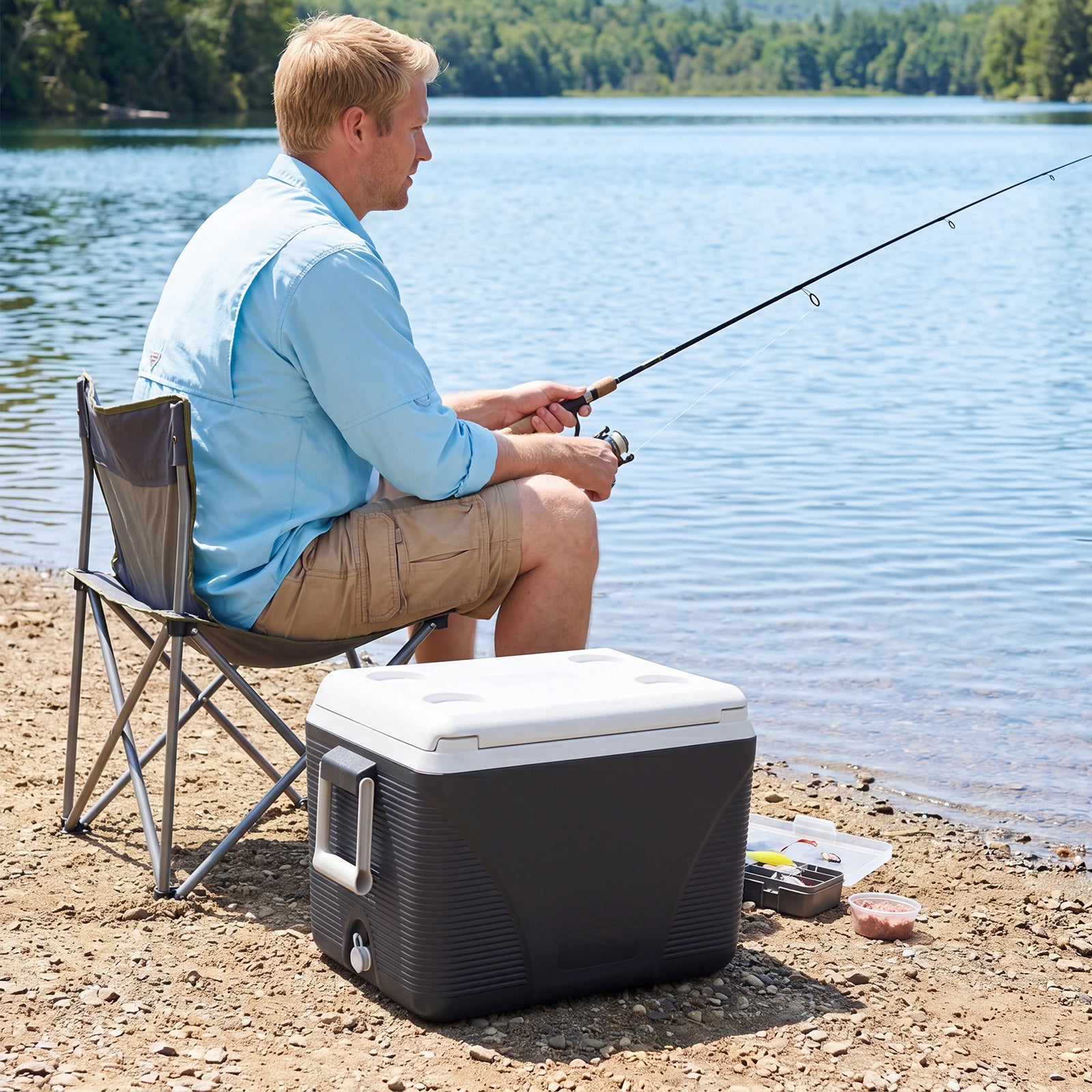 Glacière Rigide 41L Isotherme, Boîte Réfrigérante Grande Capacité, Maintien au Froid 5 à 7 Jours, Glacière de Camping Portable avec Porte-Gobelets - 8