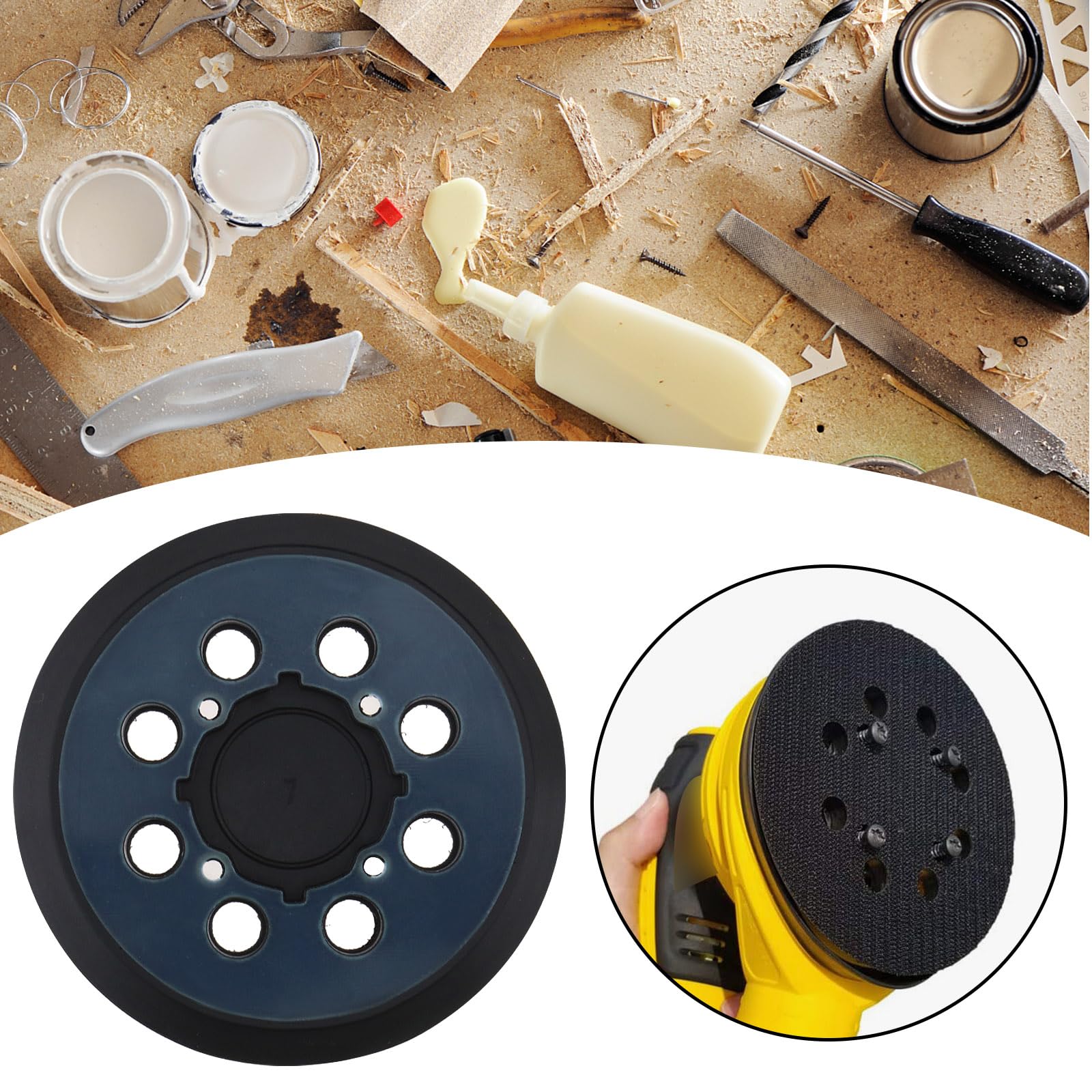 Supporto per levigatrice 5 pollici a 8 fori di ricambio compatibile con DeWalt DWE6423 6423K DWE6421 6421K DCW210B Levigatrice gancio e fibbia tampone - 2