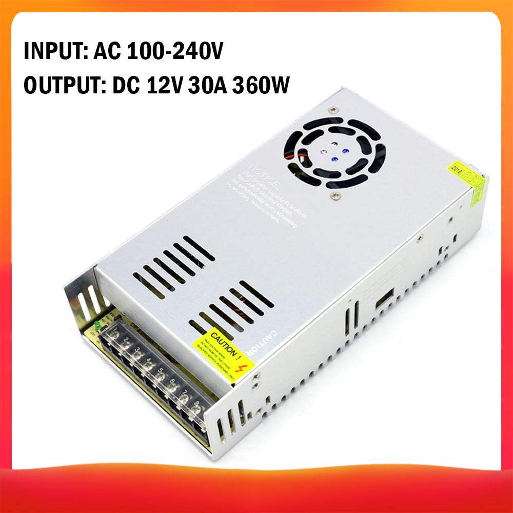 Alimentation électrique 12V 30A - Transformateur/Adaptateur Universel Régulé Pour Bandeaux LED, Etc.