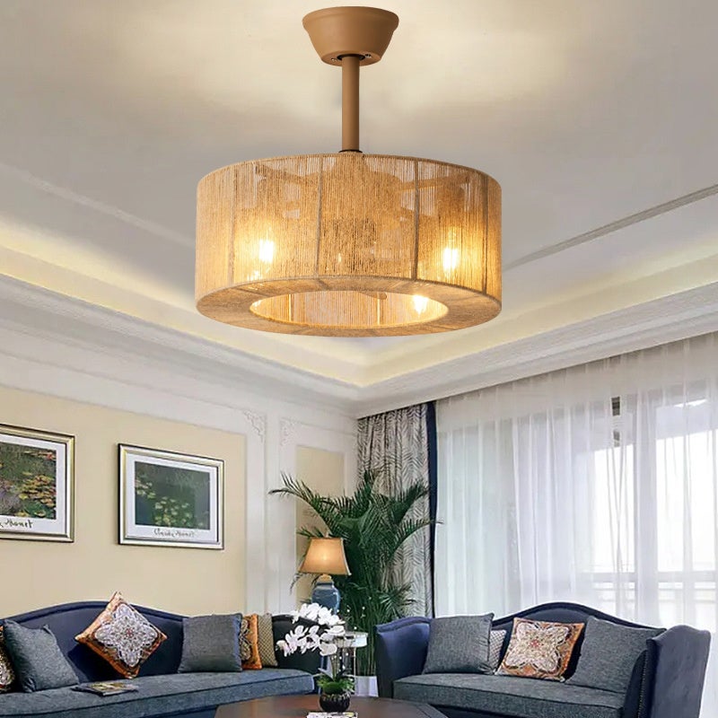 Wentylator sufitowy z oświetleniem i pilotem, żyrandol w stylu boho z wentylatorem, 6 prędkości wiatru, timer, regulowana wysokość, φ 45CM - 3