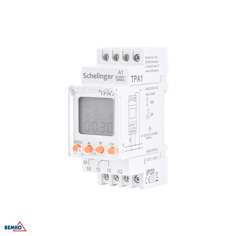Reloj astronómico programable 24-264V AC/DC Rail DIN IP20