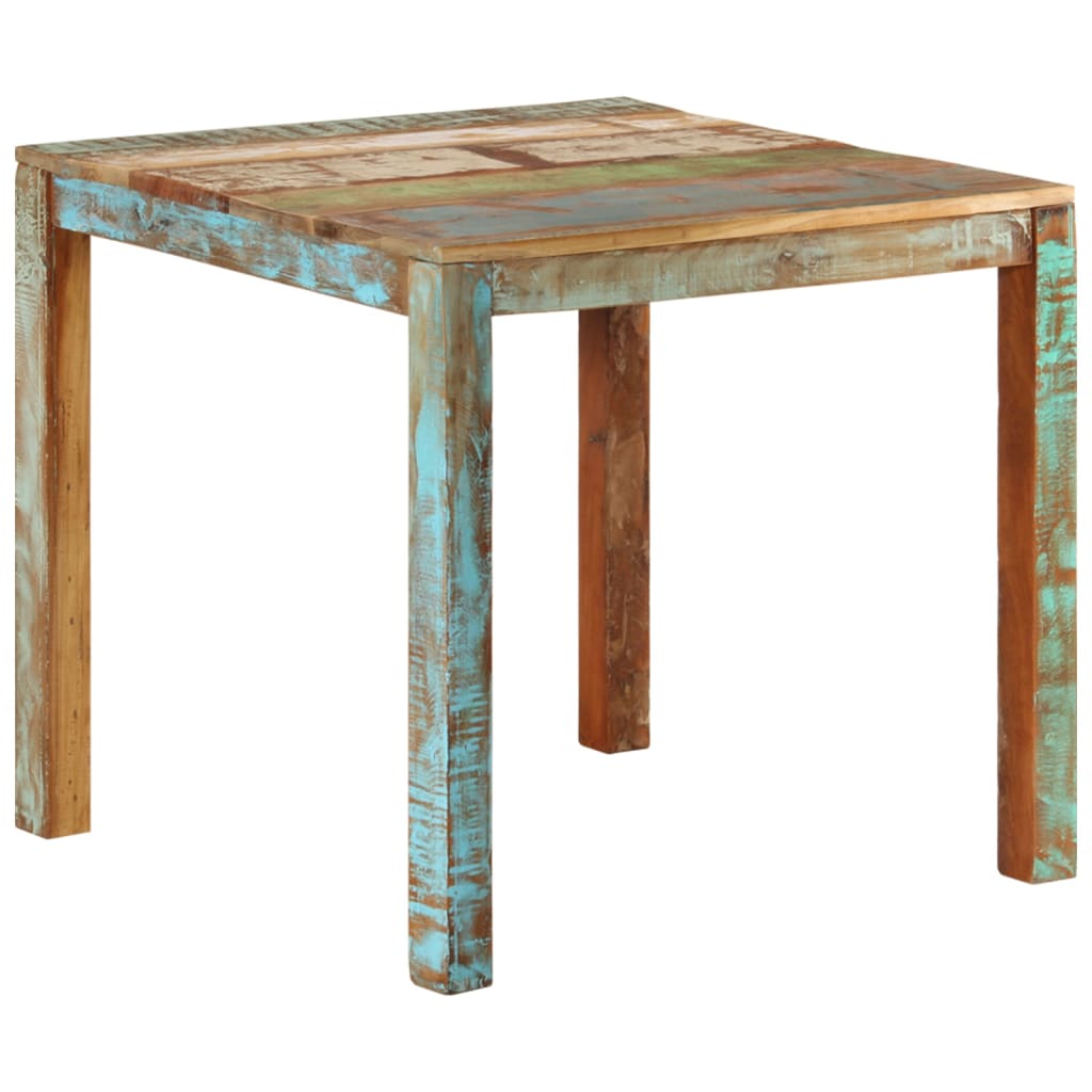 Vidaxl Mesa De Comedor De Madera Maciza Reciclada 82X80x76 Cm Azules/Verdes/Naranjas , Leroy Merlin