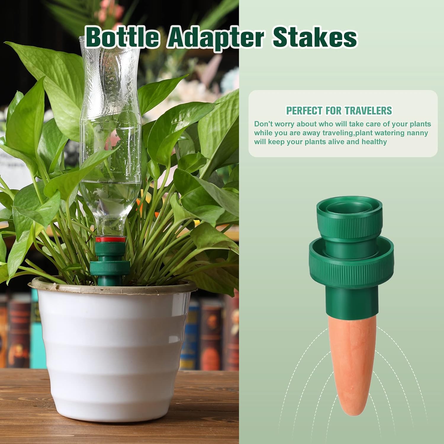 Bouteilles d'irrigation goutte à goutte, piquets d'arrosage pour plantes, dispositifs d'arrosage automatique (10 pièces) - 5