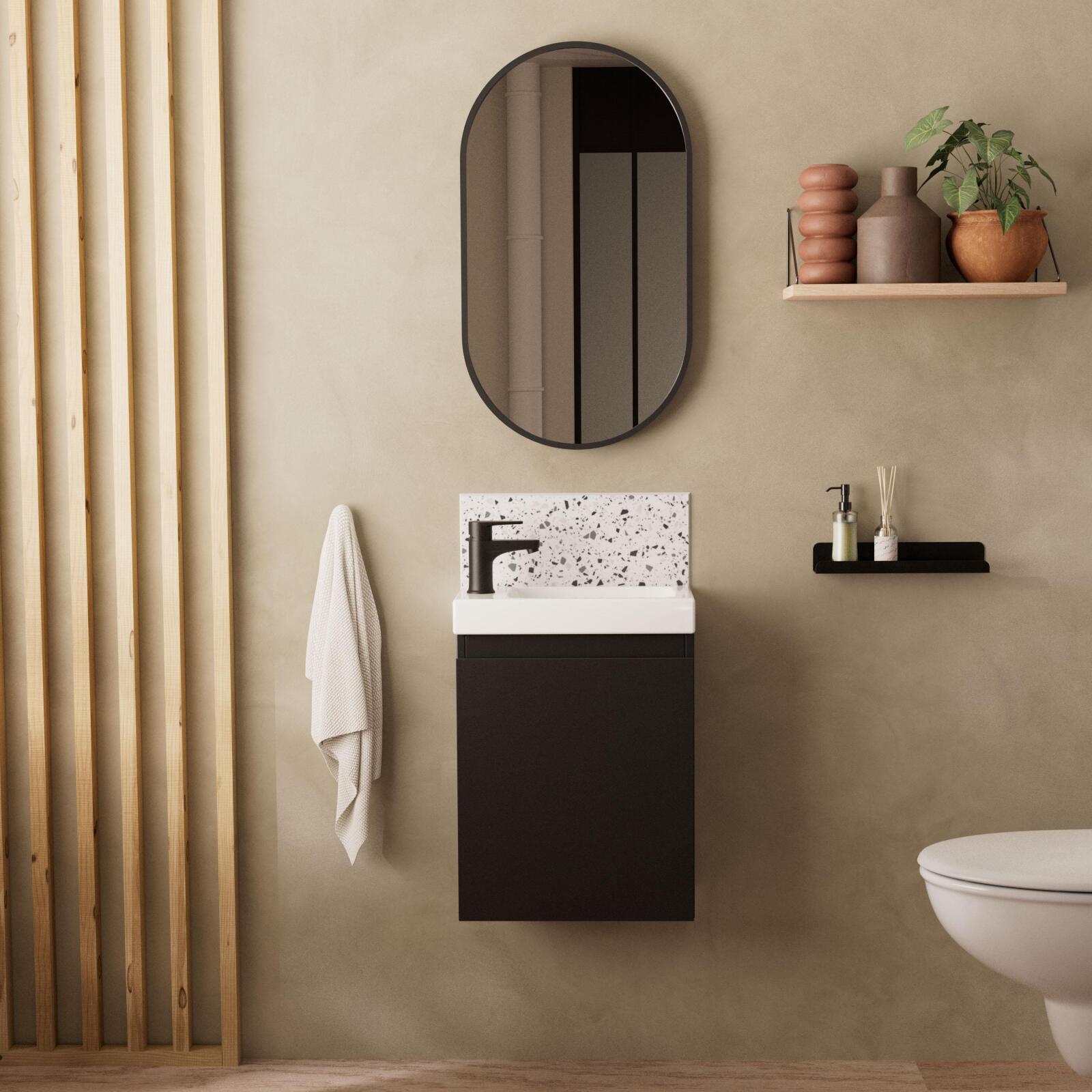 Mueble lavabo lisa + espejo ovalado