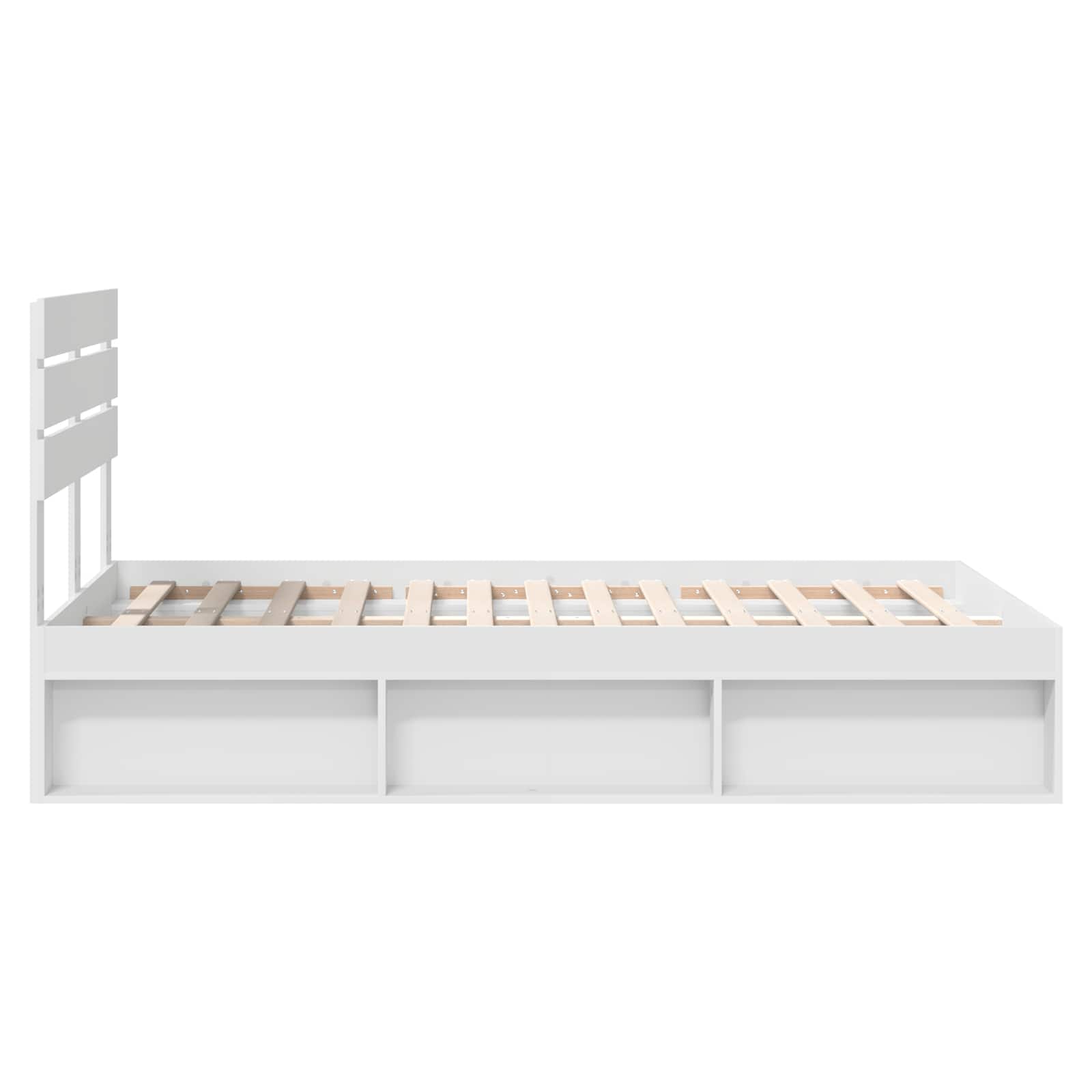 Cadre de lit avec tête de lit blanc 120 x 190 cm en pin massif - 8