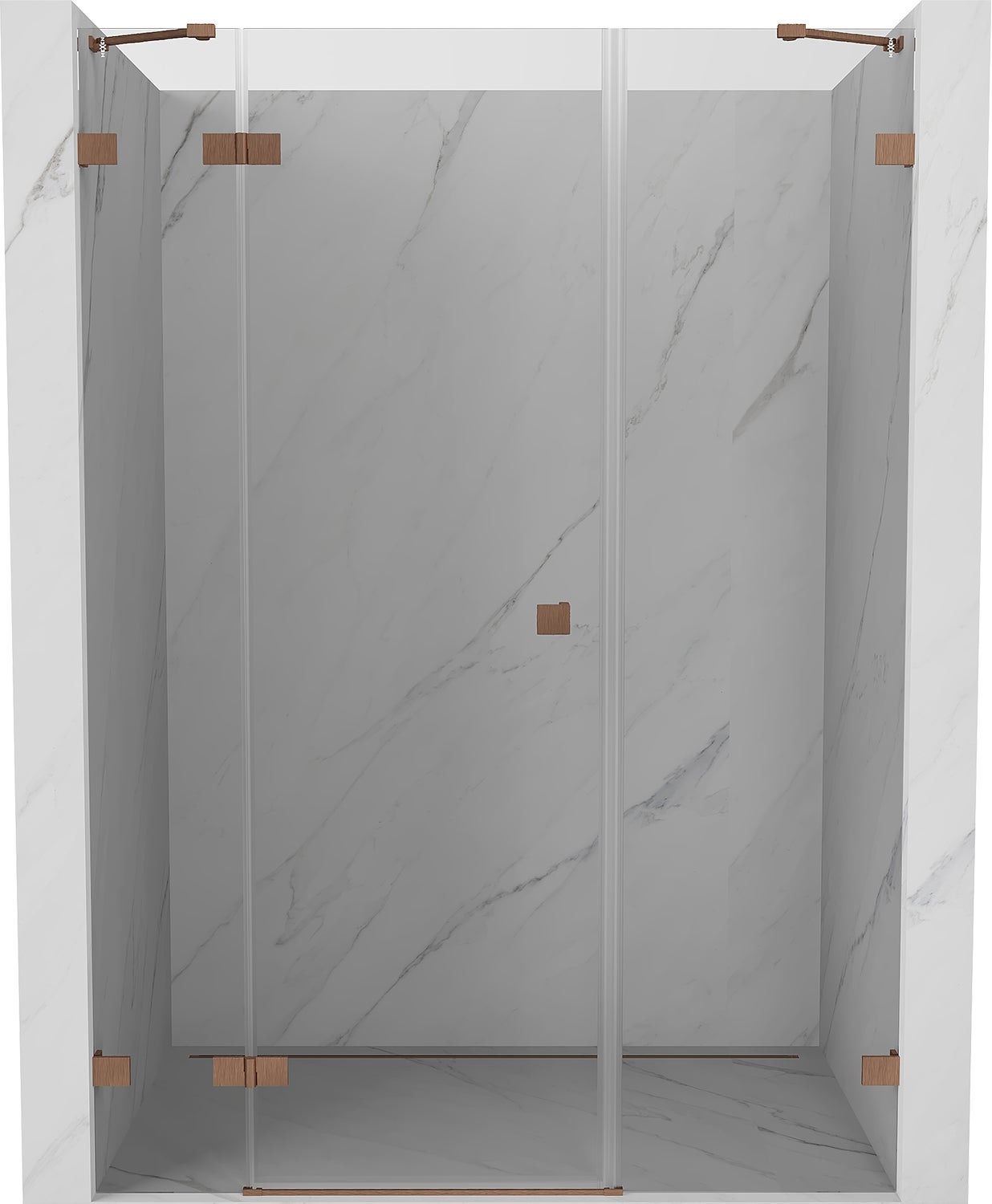 Mexen Lunar drzwi prysznicowe uchylne lewe 120 cm, transparent, miedź szczotkowana - 834S-120-050-65-00-L