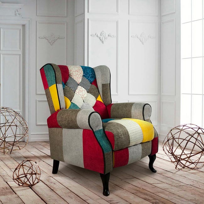 Sillón relax reclinable patchwork bergère de diseño moderno Throne