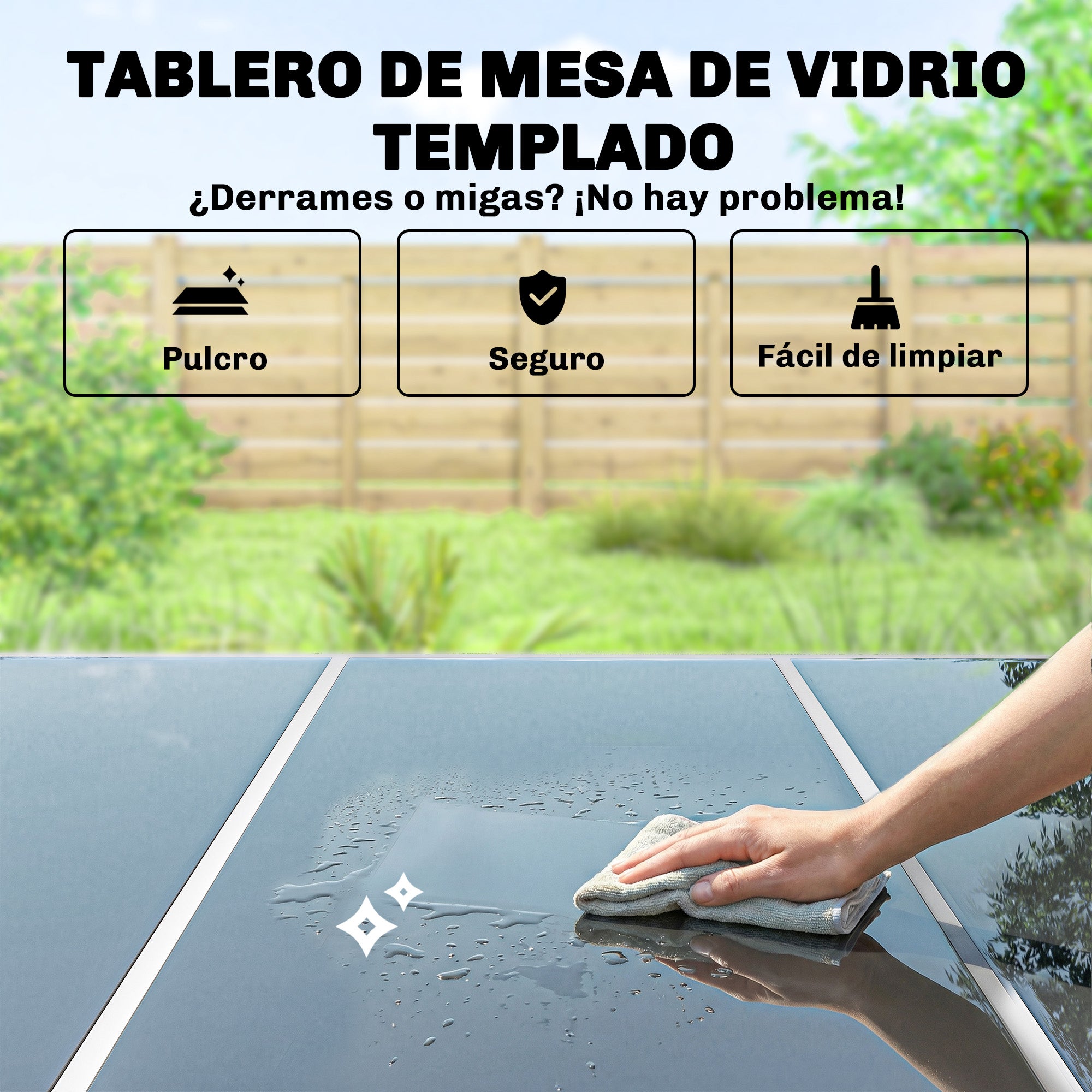 Conjunto de Jardín Outsunny Metal, Textilene Blanco y Gris 150x90x72 cm - 7