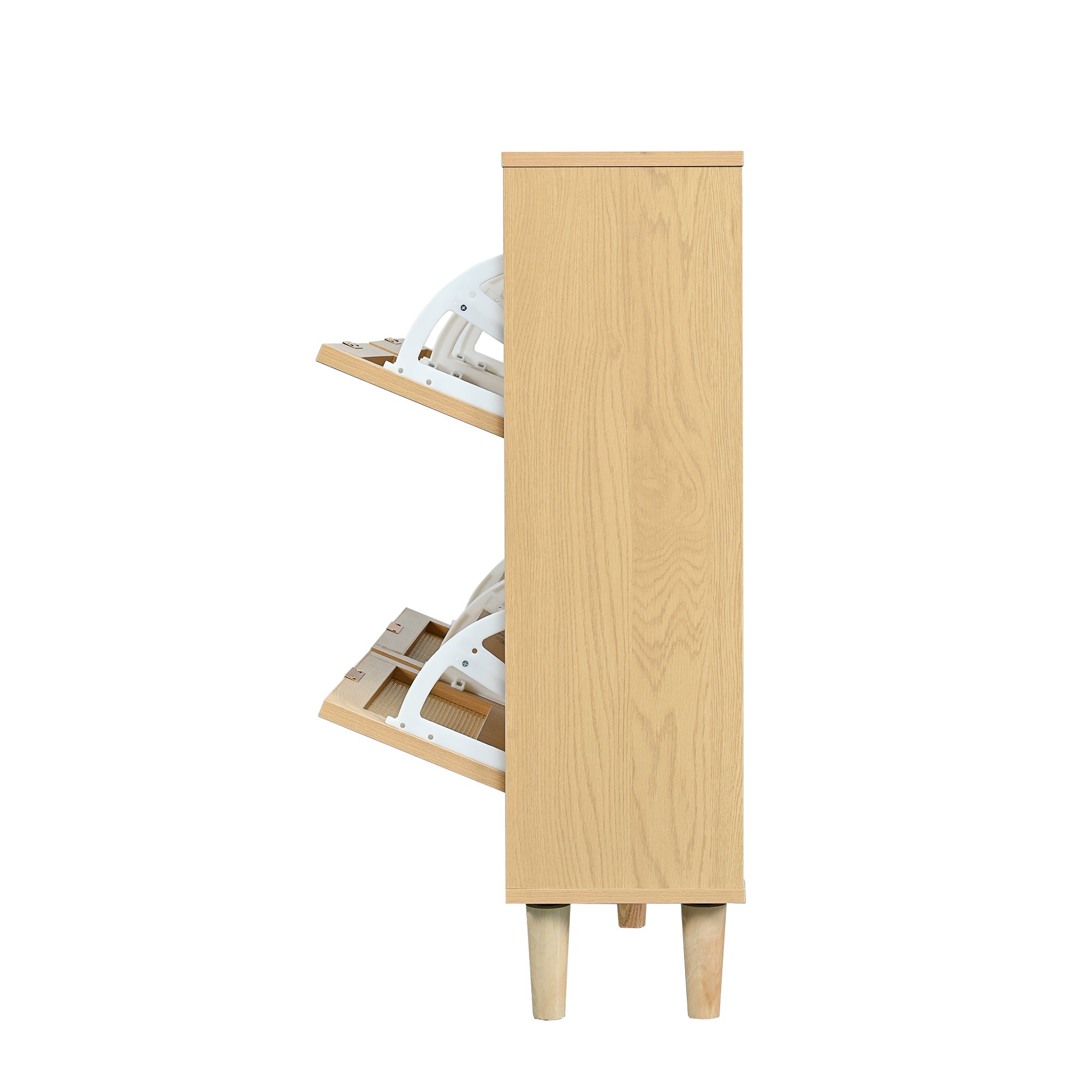 Meuble chaussures 100x25x90cm 4 tiroirs rabattables style campagne en rotin et bois entrée chambre salon - 8