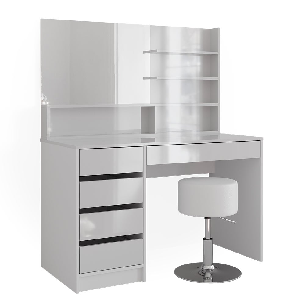 Vicco Stół toaletowy Sherry, Biały, 120 cm z taboretem