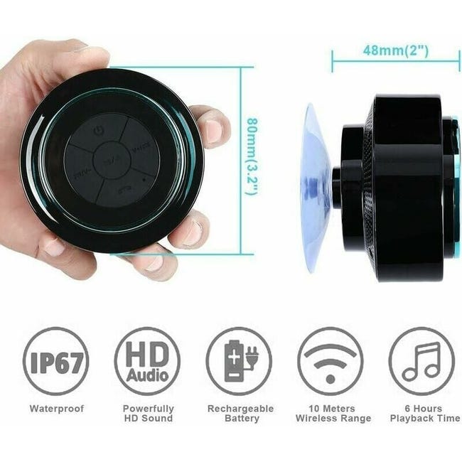 Altoparlante Bluetooth per doccia - Impermeabile, luci LED, ventosa Altoparlante Bluetooth per doccia - Impermeabile, luci LED, ventosa