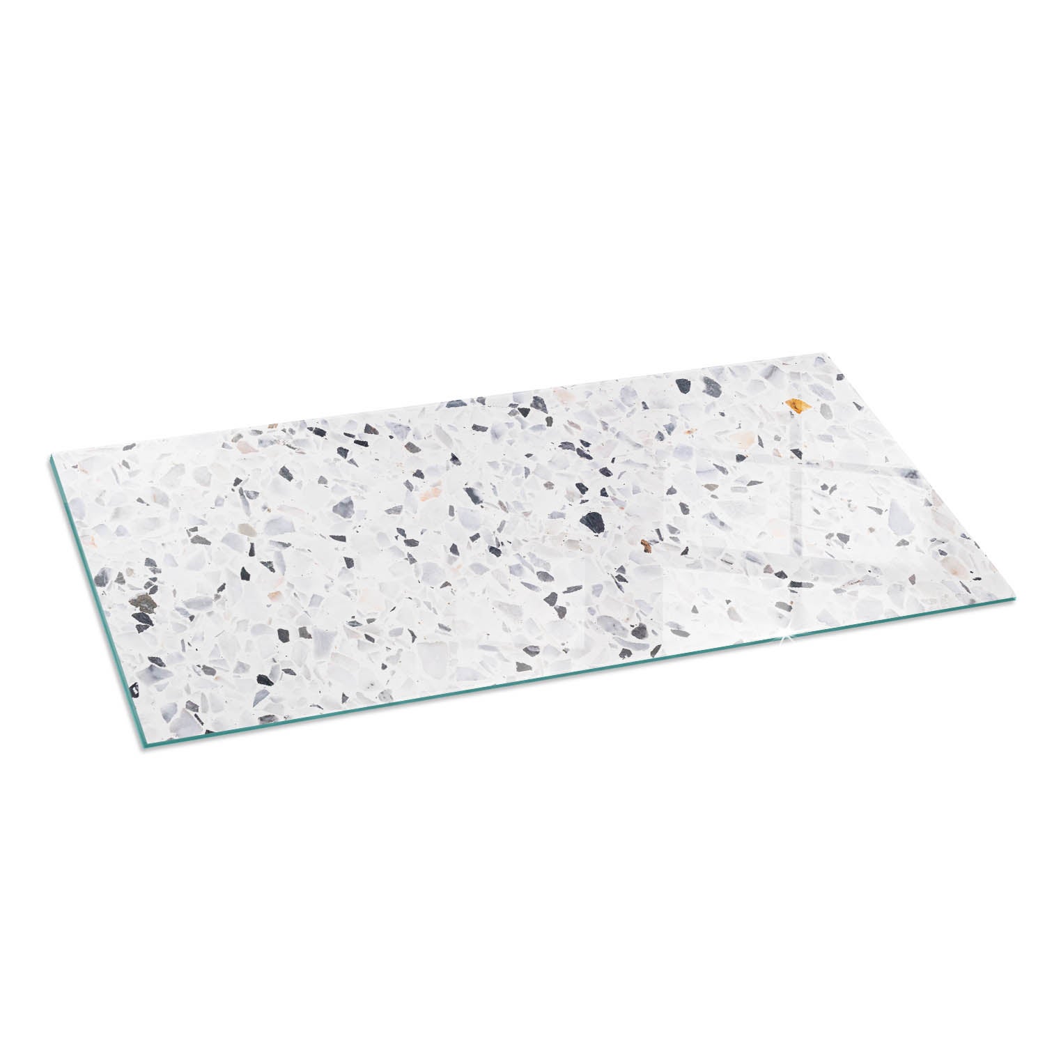 Szkło hartowane na podłogę pod kominek - 125x50 cm - Wzór kamienny z drobinkami - TULUP