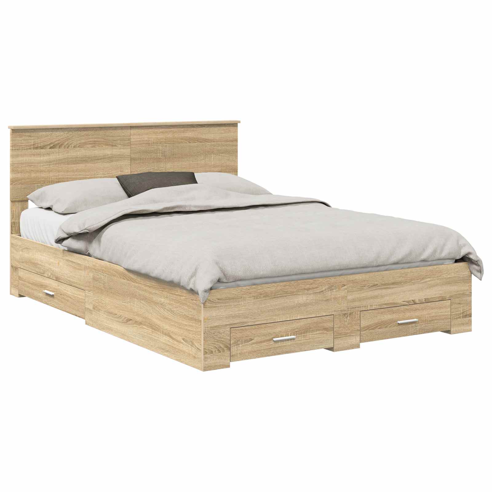 Cadre de lit en panneau de bois, chêne, pour la chambre, 135 × 190 cm - 2