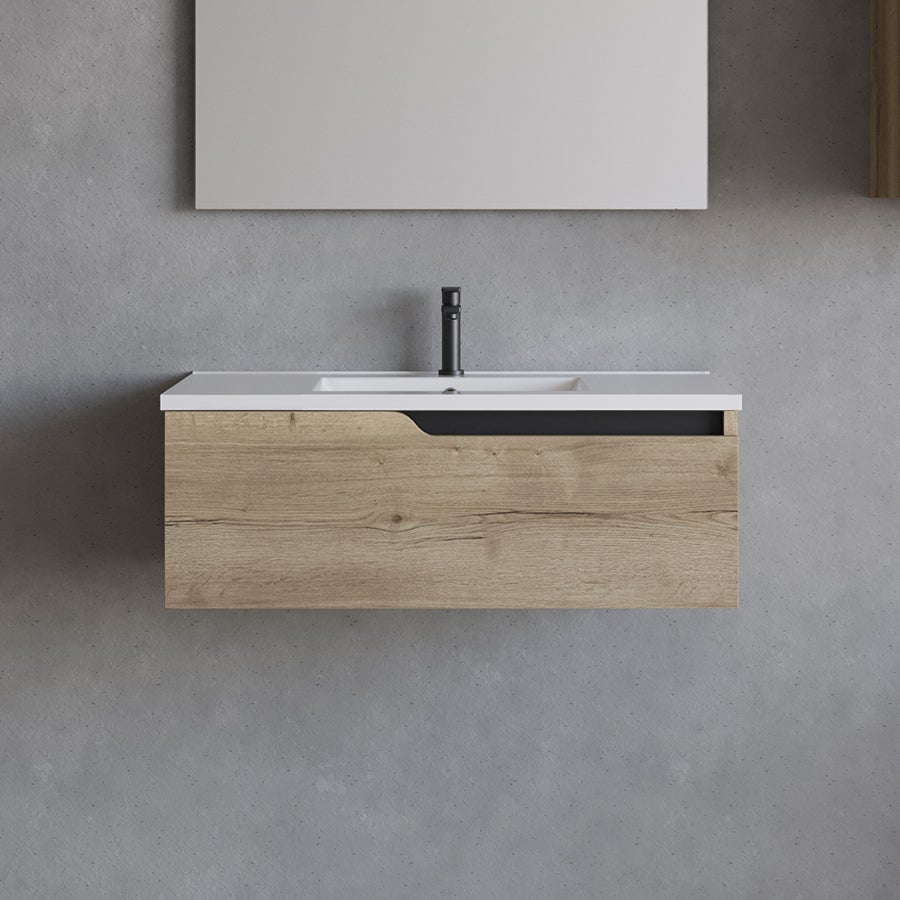 Meuble De Salle De Bain Suspendu 80cm Avec Vasque En Céramique Et Rangement Spacieux - Moderne Et Pratique - 4