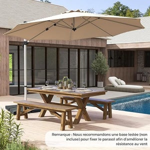 Outsunny Ombrellone Da Giardino 2x2m Rotondo Con Palo Centrale In Alluminio E Poliestere Crema 94907075