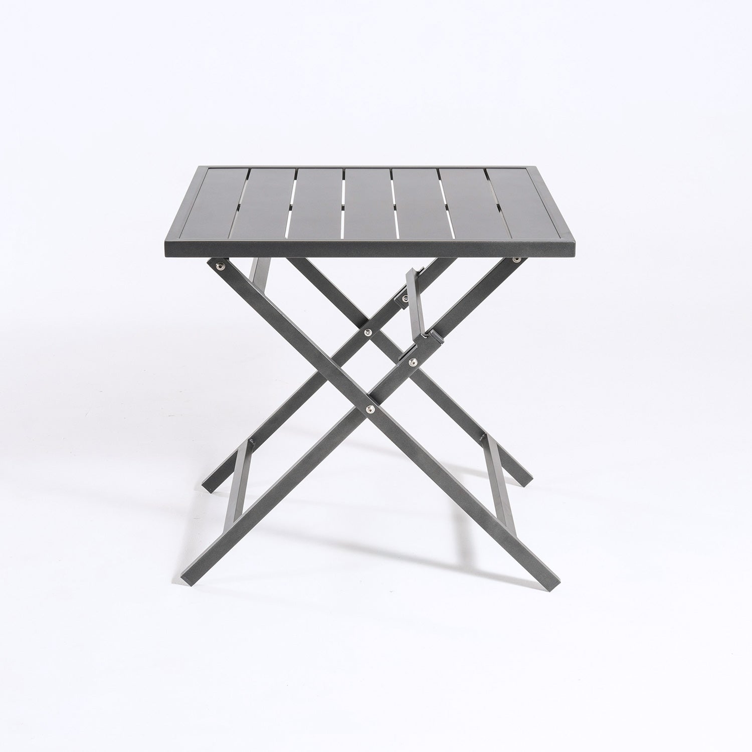 Mesa quadrada dobrável para exterior em alumínio cor antracite. Dimensões: 70x70x71 cm - 8