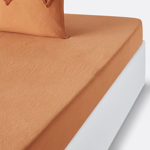 Drap housse en coton pour matelas épais, Assa - Caramel - 160 x 200 cm