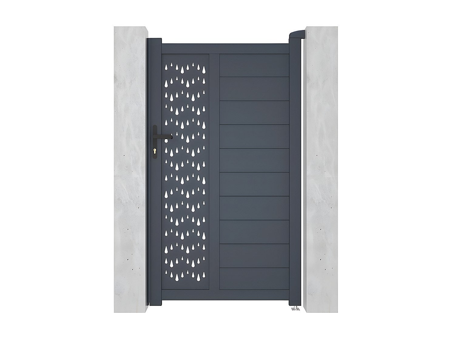 Portillon battant aluminium semi plein à motifs L103 x H180 cm anthracite GREGOR - 2