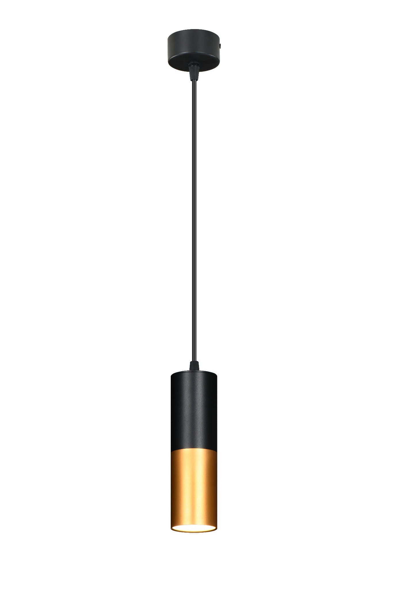 Lampa sufitowa wisząca Tuba czarna-złoto 1xGU10x15W tuba wym: 100 x 5,8 x 5,8 cm metal Candellux