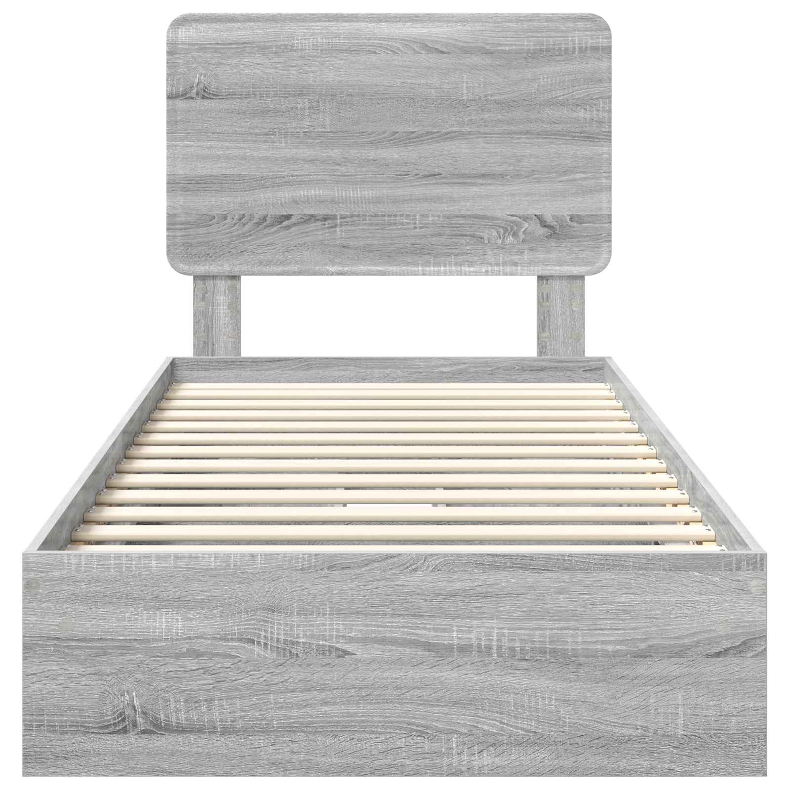 Lit de rangement Gris 90 x 200 cm Panneau de bois - 8