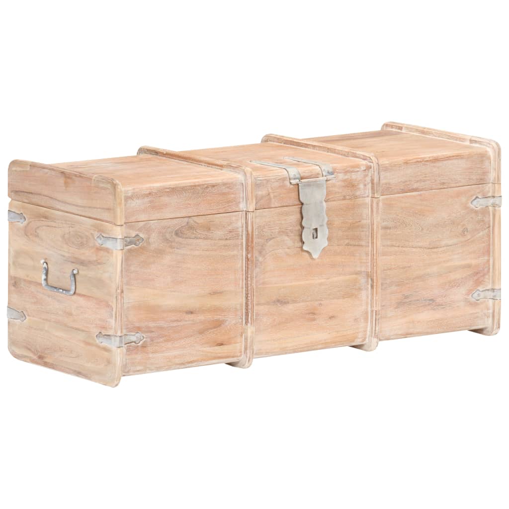 Skrzynia do przechowywania vidaXL z drewna akacjowego litego 90x40x40 cm z zamkiem i uchwytami