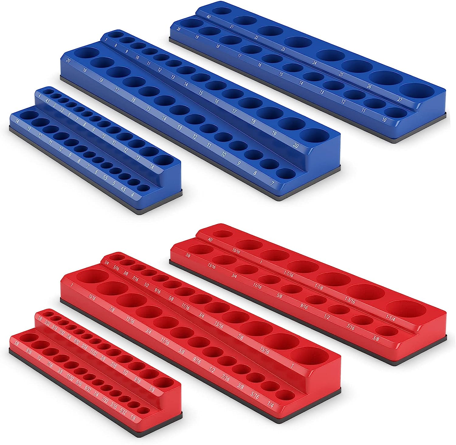 6 szt. magnetyczny uchwyt na klucze nasadowe, 1/2", 3/8" i 1/4", szyna nasadzana do kluczy nasadowych, zestaw kluczy nasadowych uchwyt szyny,
