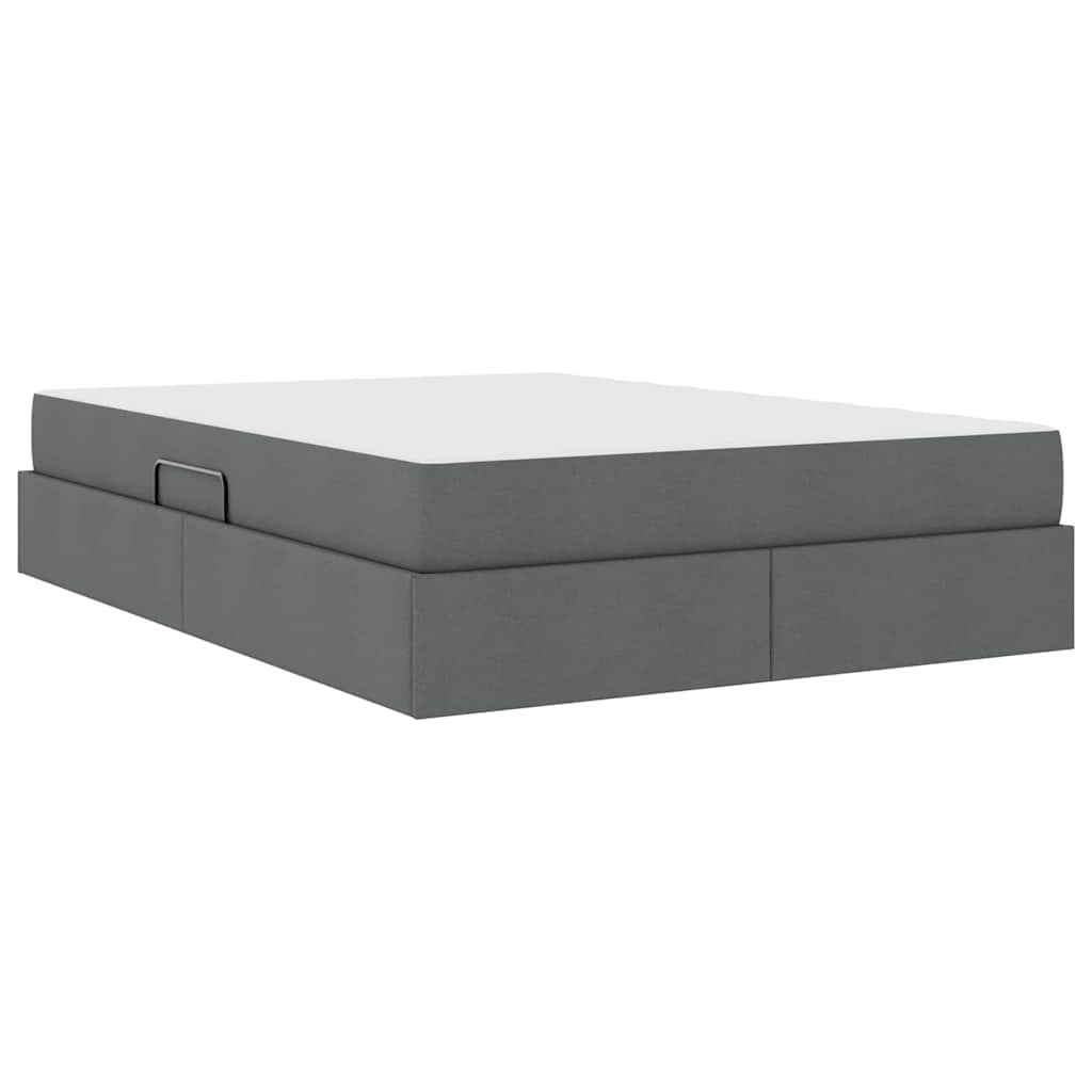 Lit avec rangement et matelas en polyester gris foncé, pour la chambre, 140 × 190 cm - 5