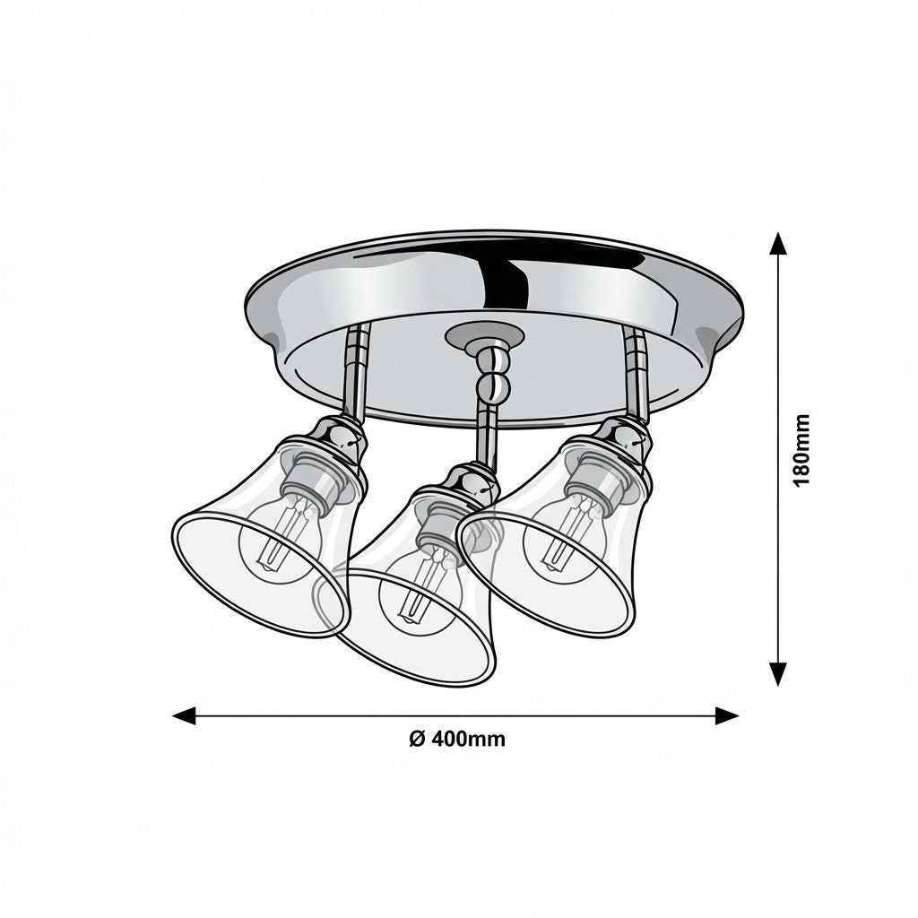 Plafonnier E14 Chrome Crystal Style Classique Métal IP44 - 2