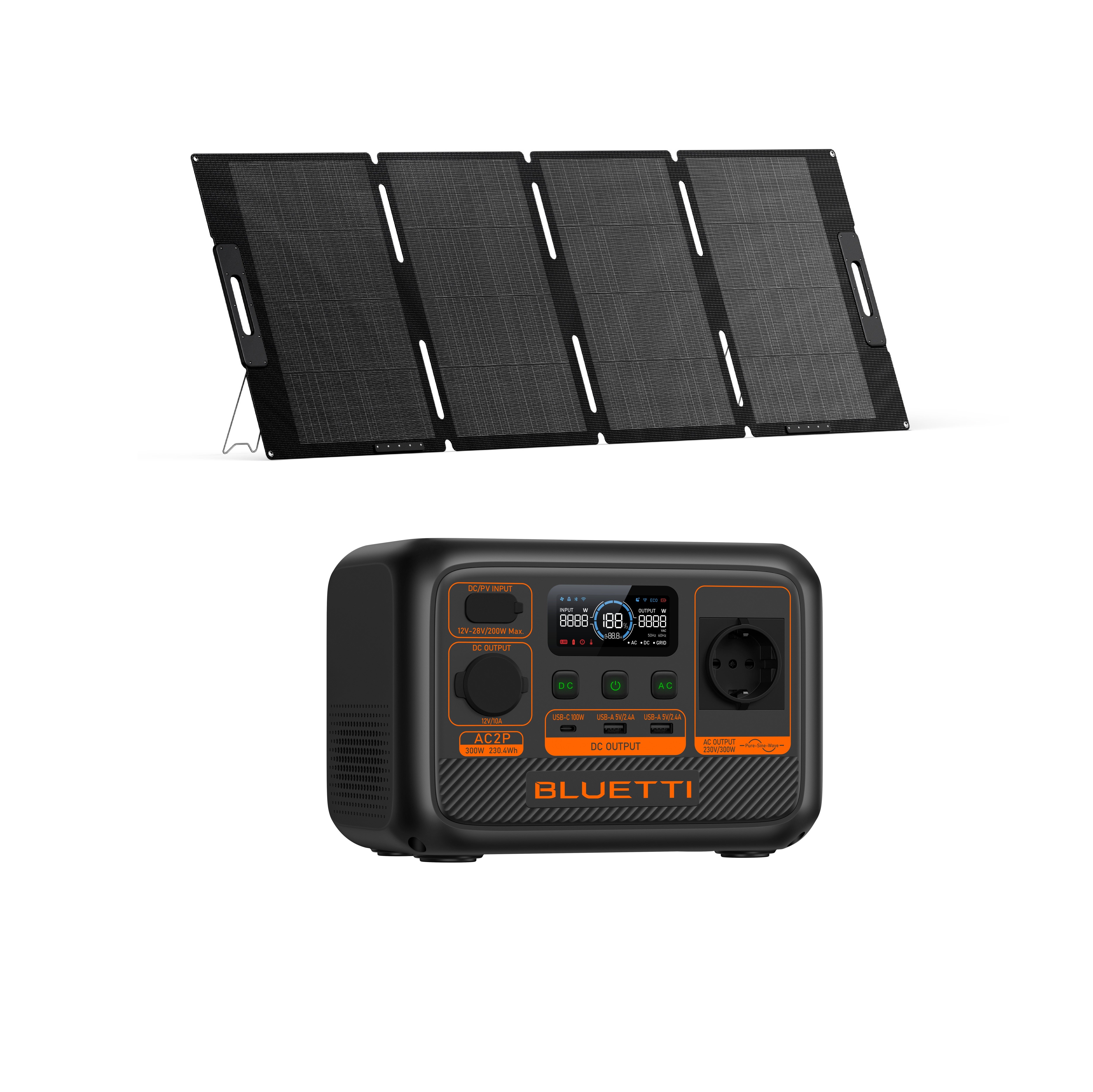 BLUETTI AC70 Générateur Portable 768Wh - Station D'Énergie Solaire 1000W - Pour Camping, Voyage
