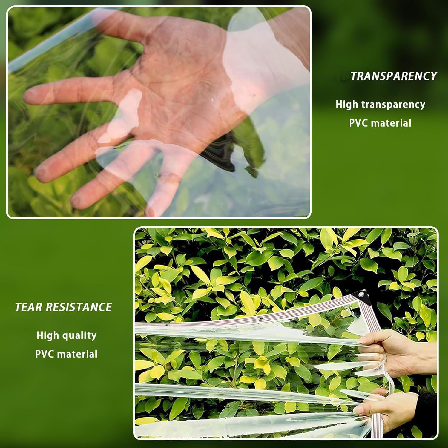 Telo impermeabile trasparente da 3 x 6 m con occhielli, telo in vinile resistente, parasole in PVC per pollaio, veranda, tettoia, piante, campeggio - 4