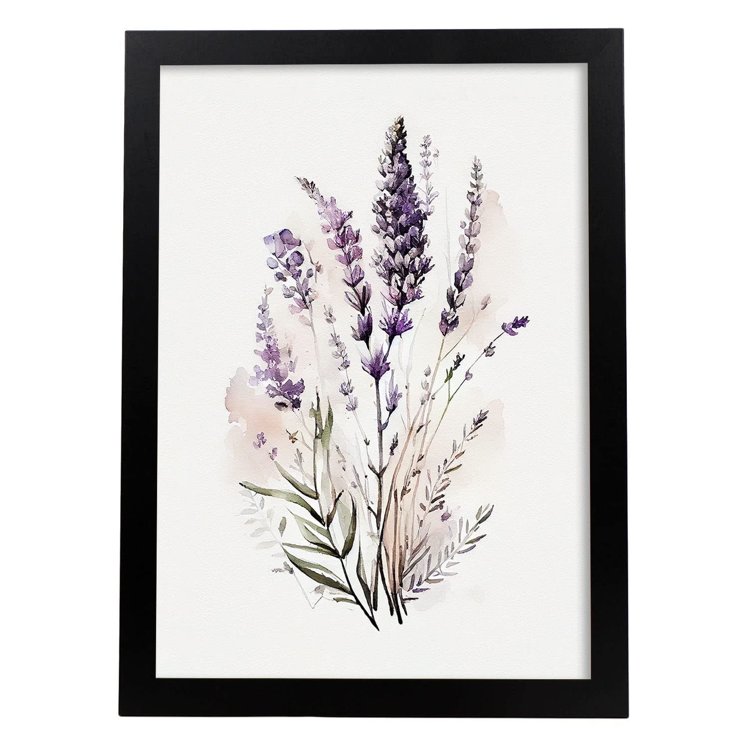 Nacnic poster de lavanda estilo nórdico ilustraciones de botánica con flores y plantas en acuarela diseño moderno y modelo 1 a3 con marco negro