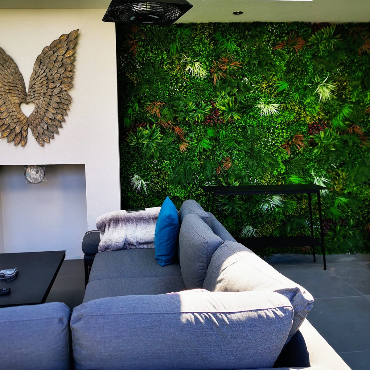 Mur vegetal artificiel Jungle lot 5 plaques 1 m² vert violet 80 mm brise vue haie artificielle - 4