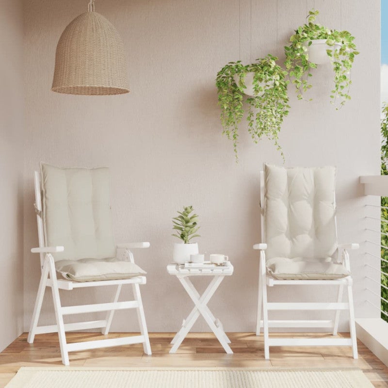 Poduszki na krzesła z wysokim oparciem, 2 szt., kremowe, Oxford vidaXL