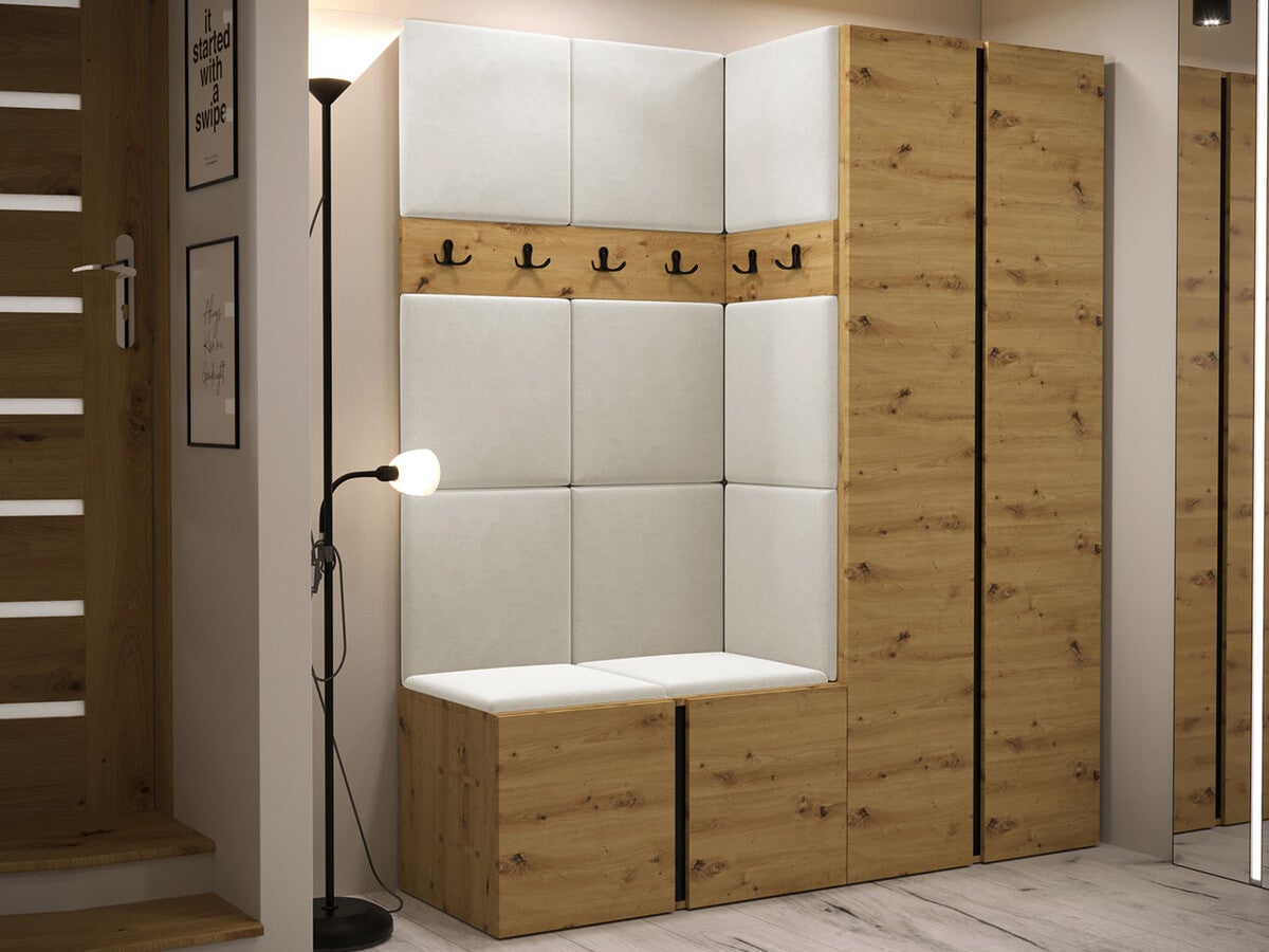Conjunto para corredor Hartford 266, 186x158x46cm, Carvalho Artisan, Placa de aglomerado laminado, Tecido, Colocado, Montado na parede - 2