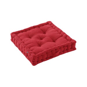 Galette De Chaise 50x50cm - Velours Cristal Épais 8cm - Coussin Siège Confortable - Vin Rouge