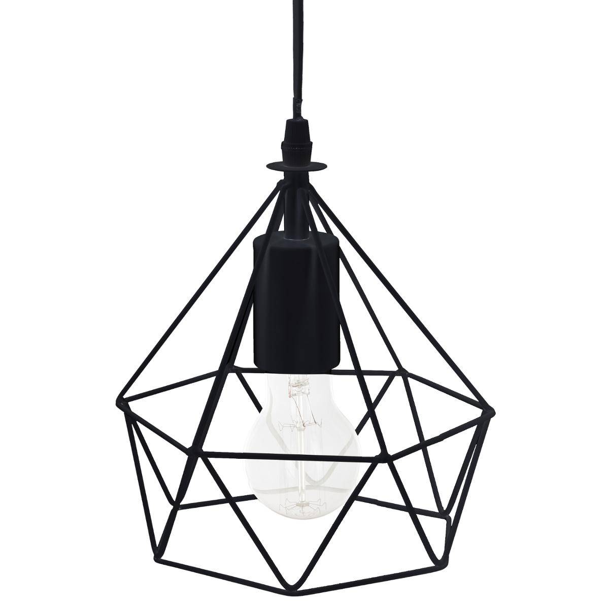 LAMPA WISZĄCA Ida czarna METALOWA klatkowy klosz styl retro