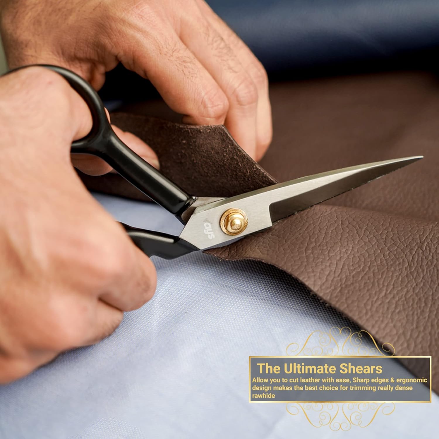 Tesoura para tecido (25,5 cm) – Tesoura de costura premium (11 polegadas) Vem com uma fita métrica de 1,5 m e uma tesoura pequena. - 3